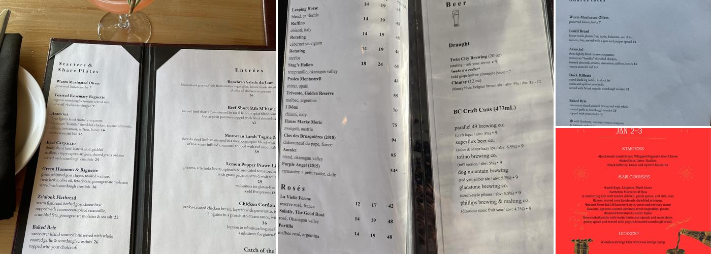 Brie & Barrel Menu