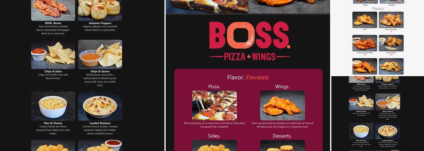 BOSS. Pizza + Wings Menu