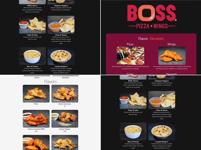 BOSS. Pizza + Wings Menu