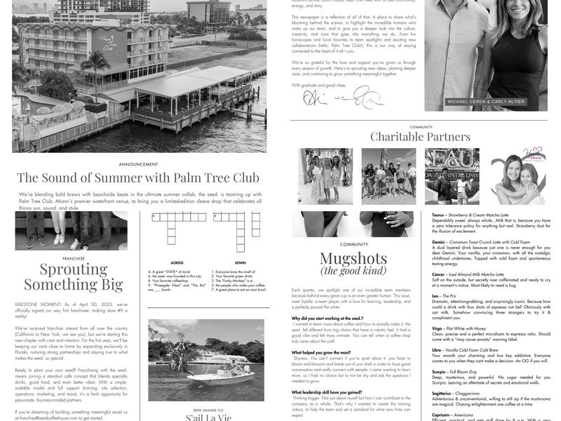 the seed. Coffee + Juice Bar Menu