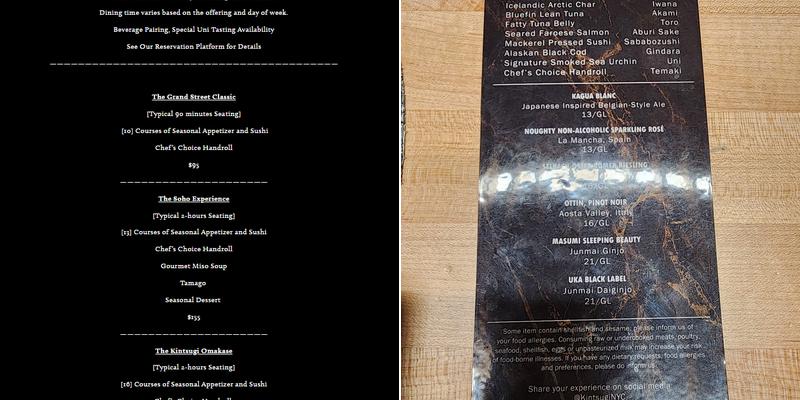 Kintsugi Omakase Menu