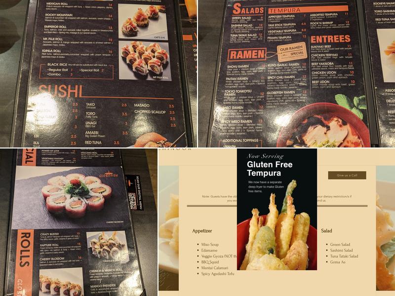 Globefish Chinook Menu