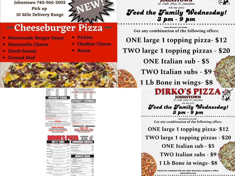Dirko's Pizza Johnstown Menu