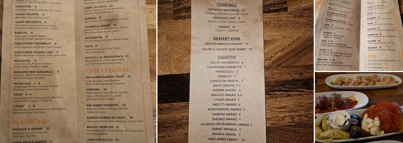 Chrysalis Modern Italian Menu