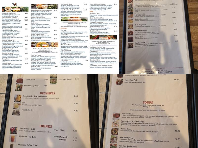 Topthai Kitchen Menu