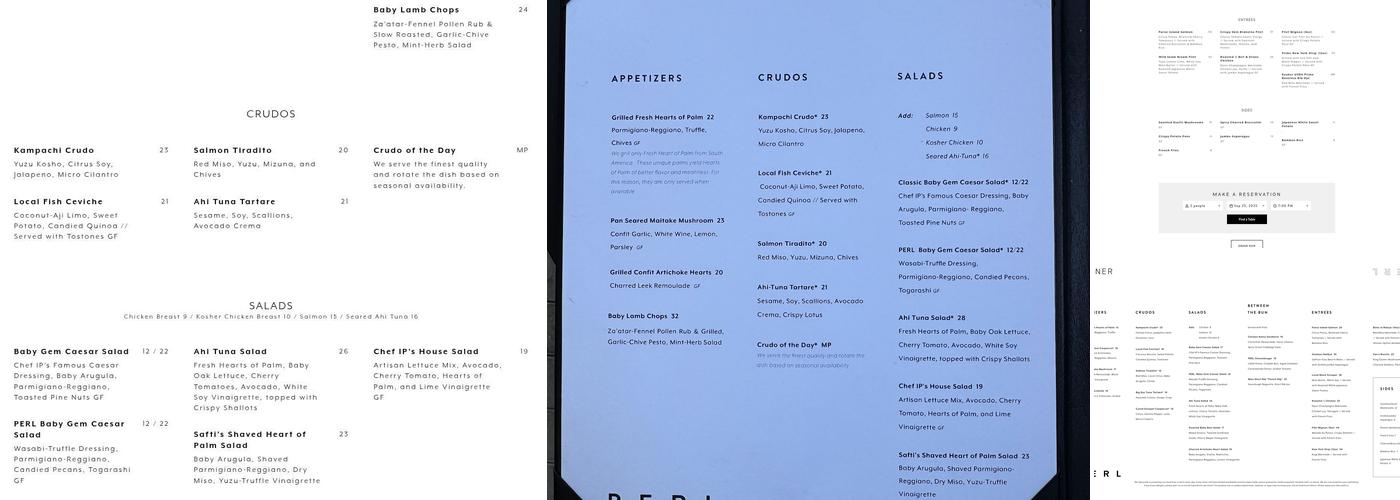 Perl Restaurant by Chef IP Menu