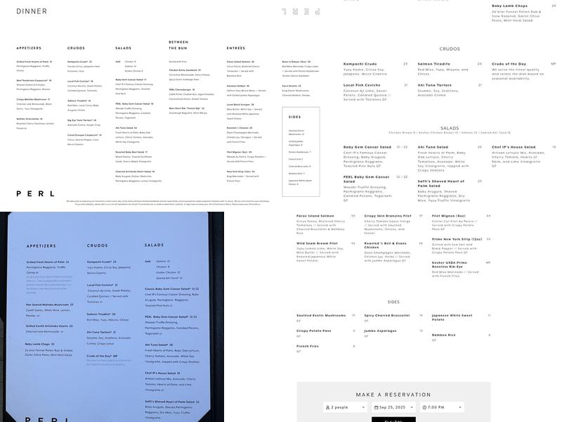Perl Restaurant by Chef IP Menu