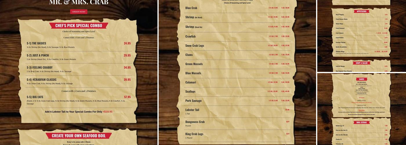 Mr. & Mrs. Crab - St Pete Menu
