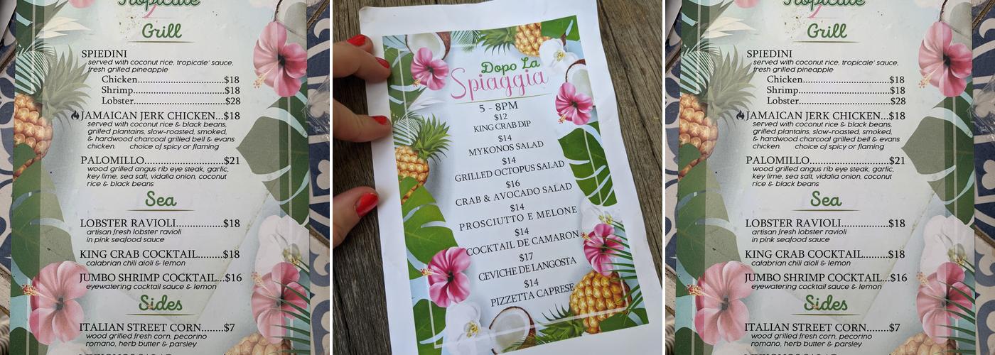 Tropicale' Menu