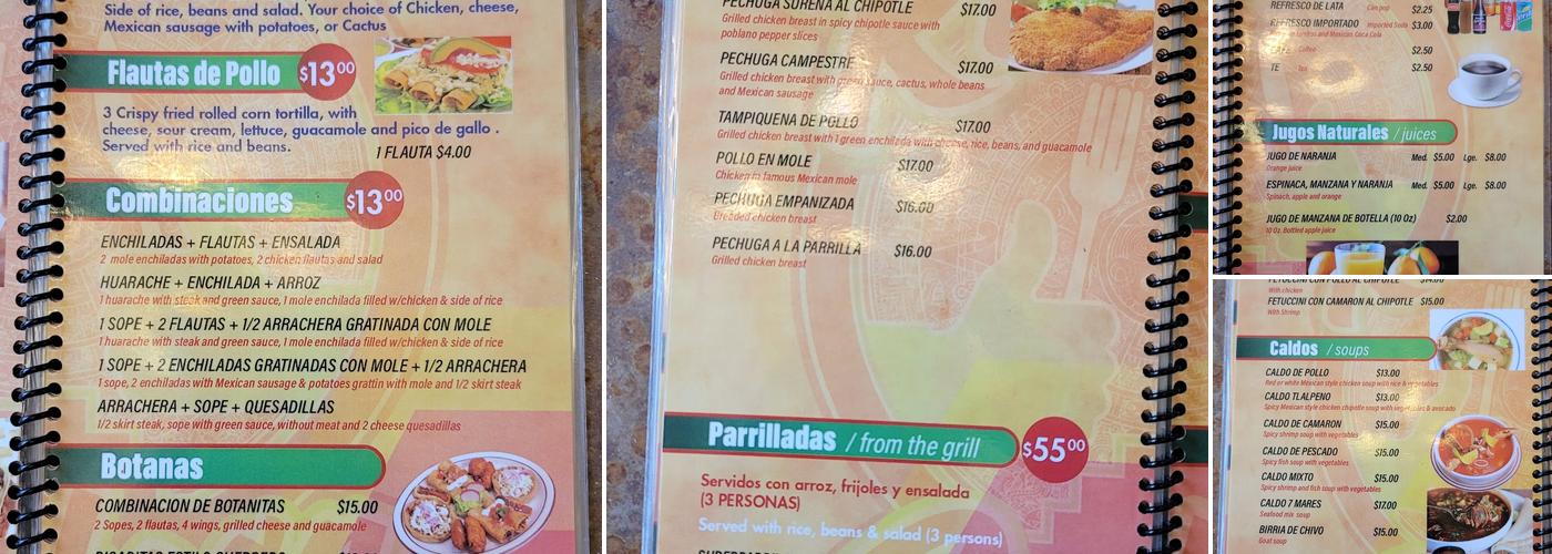 Rincón Azteca Menu