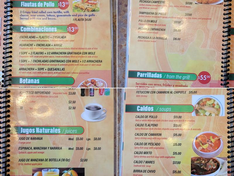 Rincón Azteca Menu