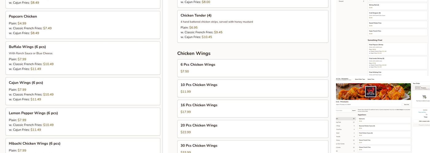 DRUNK CRAB Menu