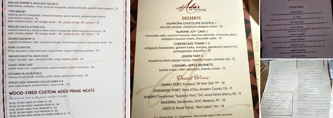 Ada's on the River Menu