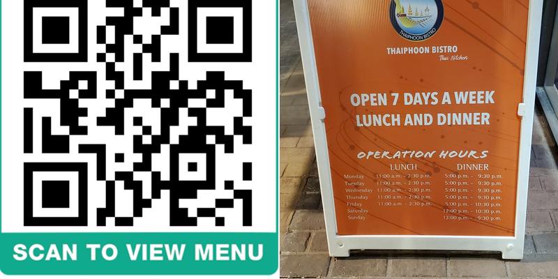 Thaiphoon Bistro Menu