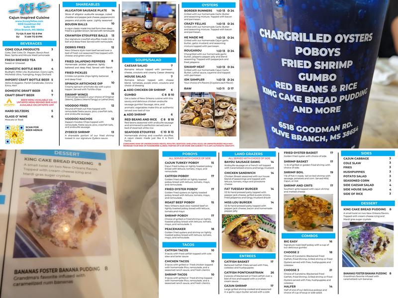 2 Crazy Fellas Menu