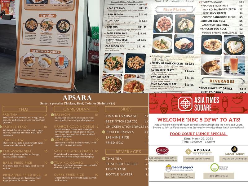 Apsara Thai and Cambodian Menu