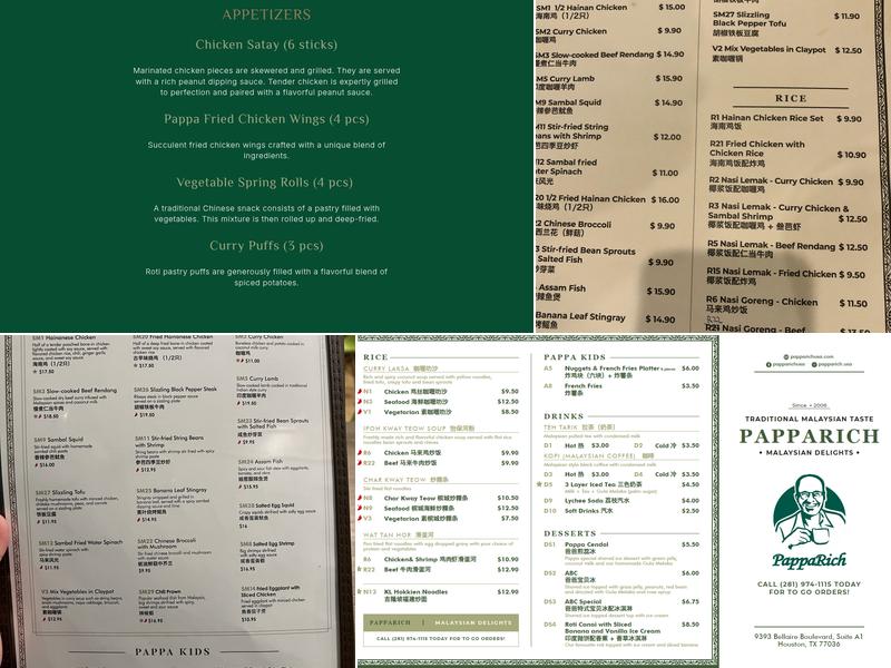 PappaRich Menu