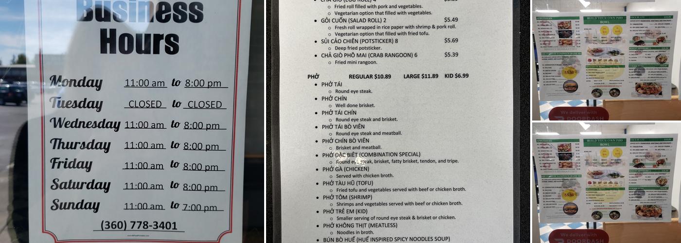 Pho 360 Menu