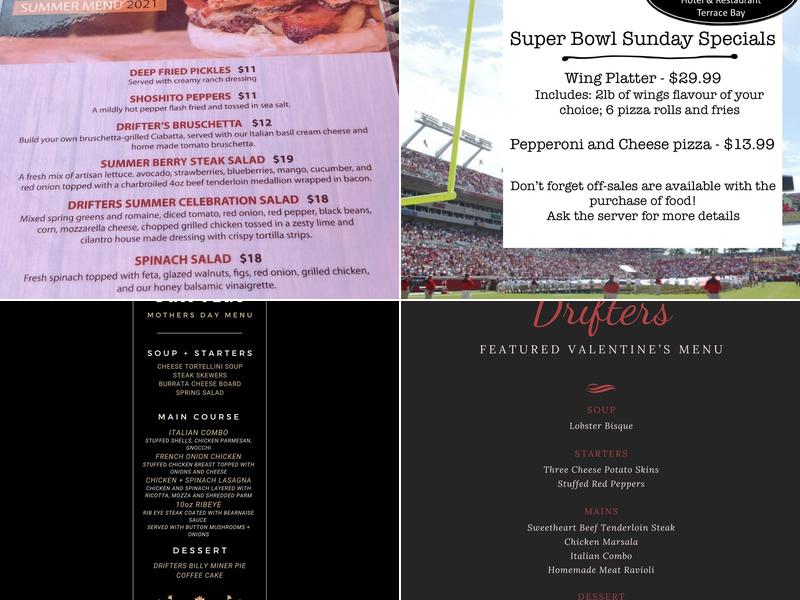 Drifters Motel & Restaurant Menu