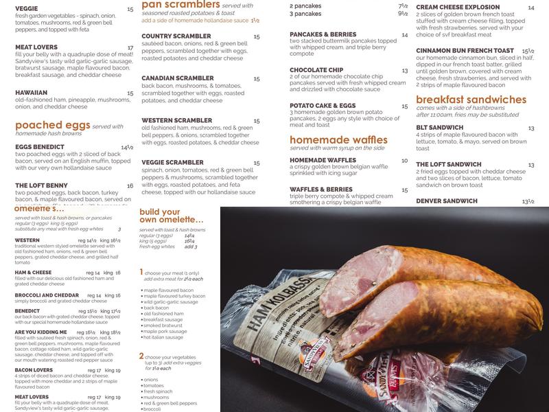 Sandyview Farms Menu