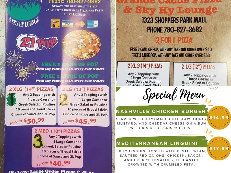 Grande Cache Pizza and Sky Hy Lounge Menu