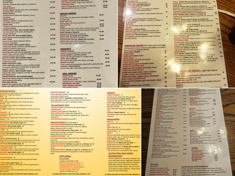 FishTail Cuisine of India & Nepal Menu