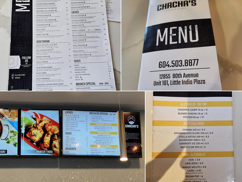 Chachas Tandoor and Grill Menu