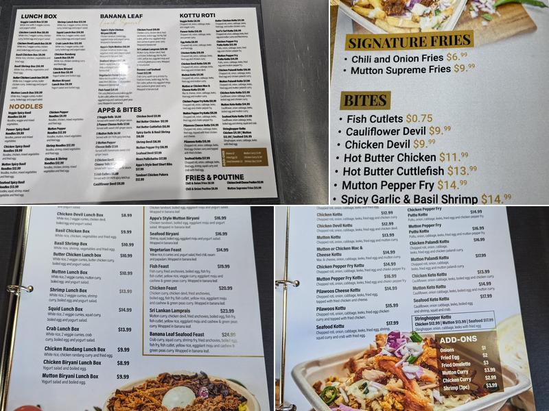 Appa’s Original Kitchen Menu