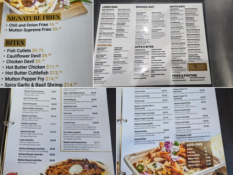 Appa’s Original Kitchen Menu