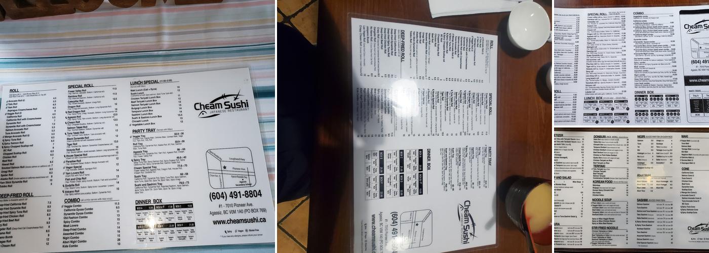 Cheam Sushi Menu