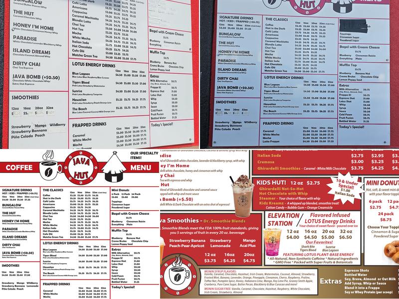 Java Hut Menu