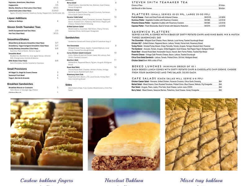 Binti's Bakery Menu