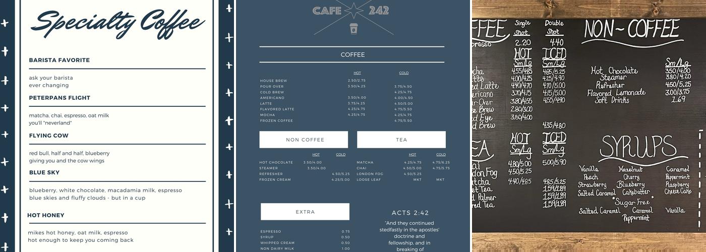 Cafe 242 Menu