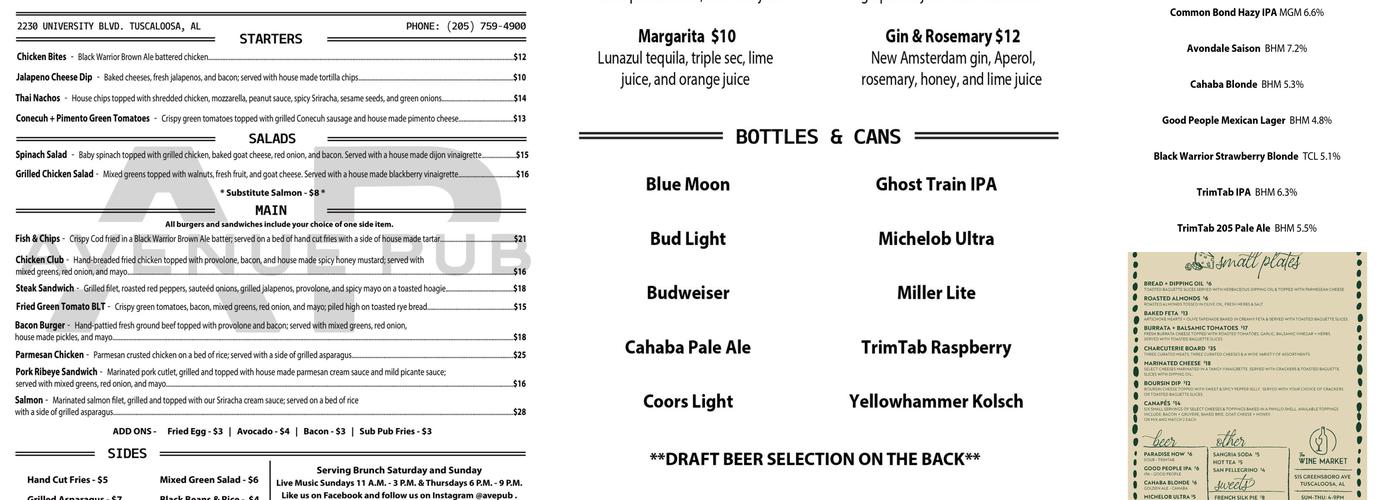 The Wine Market Menu