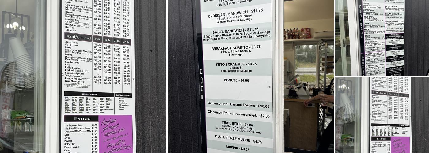 Hooked On the Bean Menu