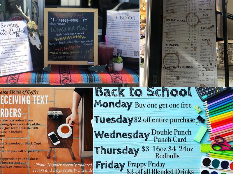 Alaska House of Coffee Menu