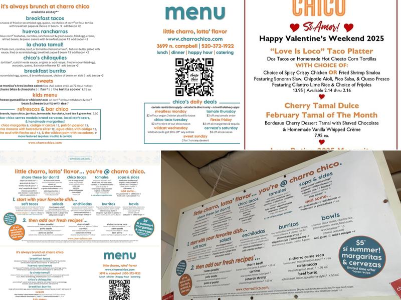 Charro Chico Menu