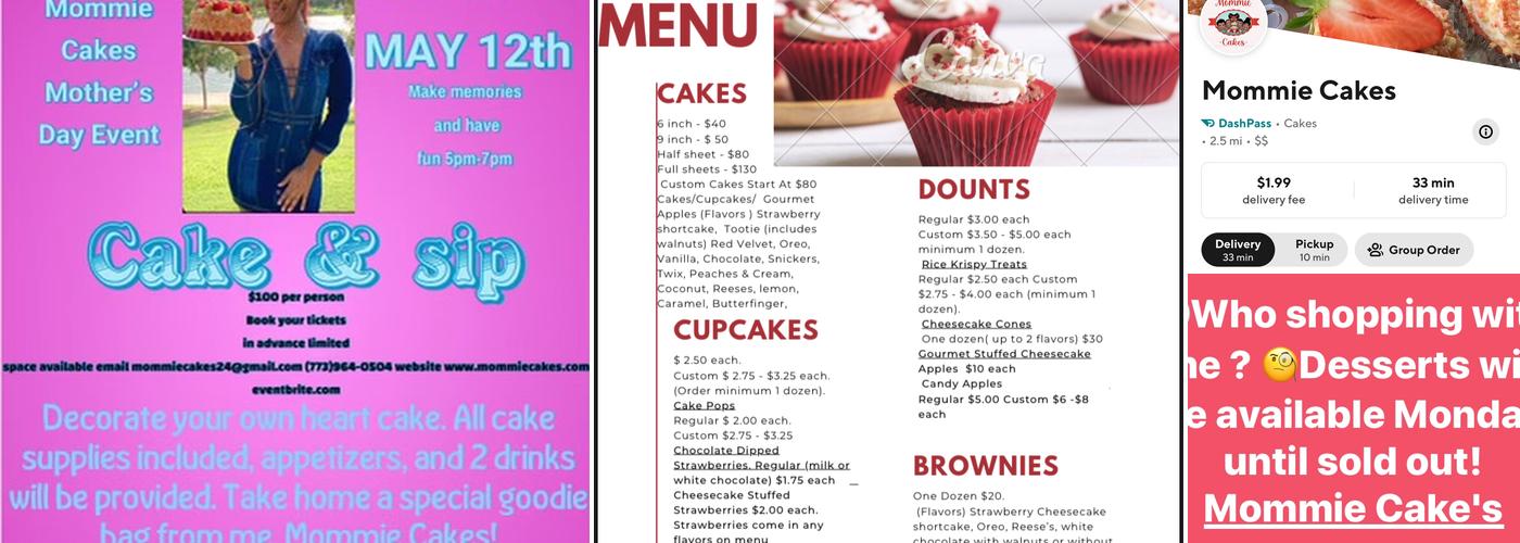 Mommie Cakes Menu