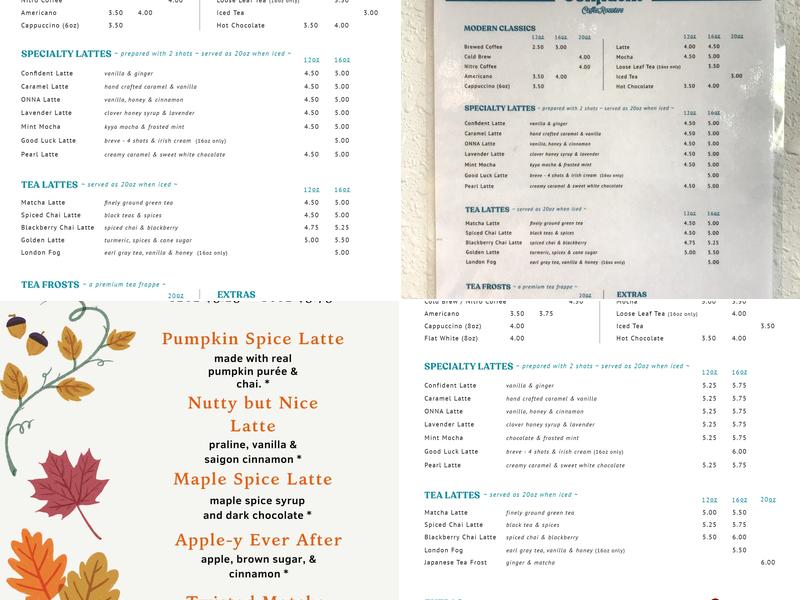 Confident Coffee Roasters Menu