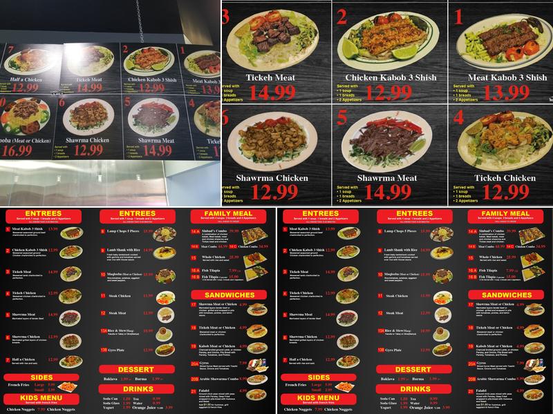 Sinbad's Restaurant Menu