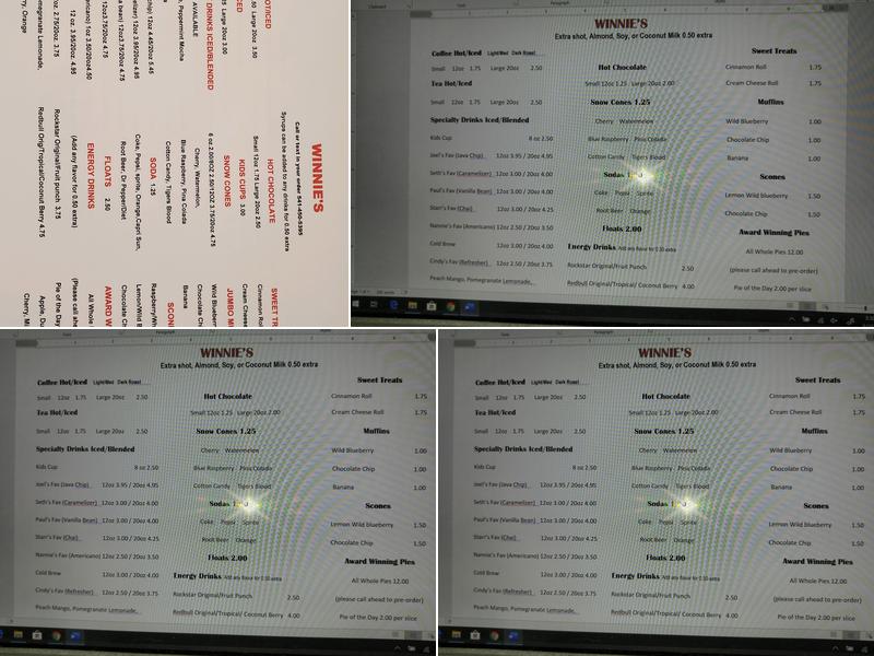 Winnie's (Coffee and Bakery) Menu