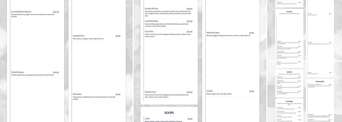 Athens on Easy Street Menu