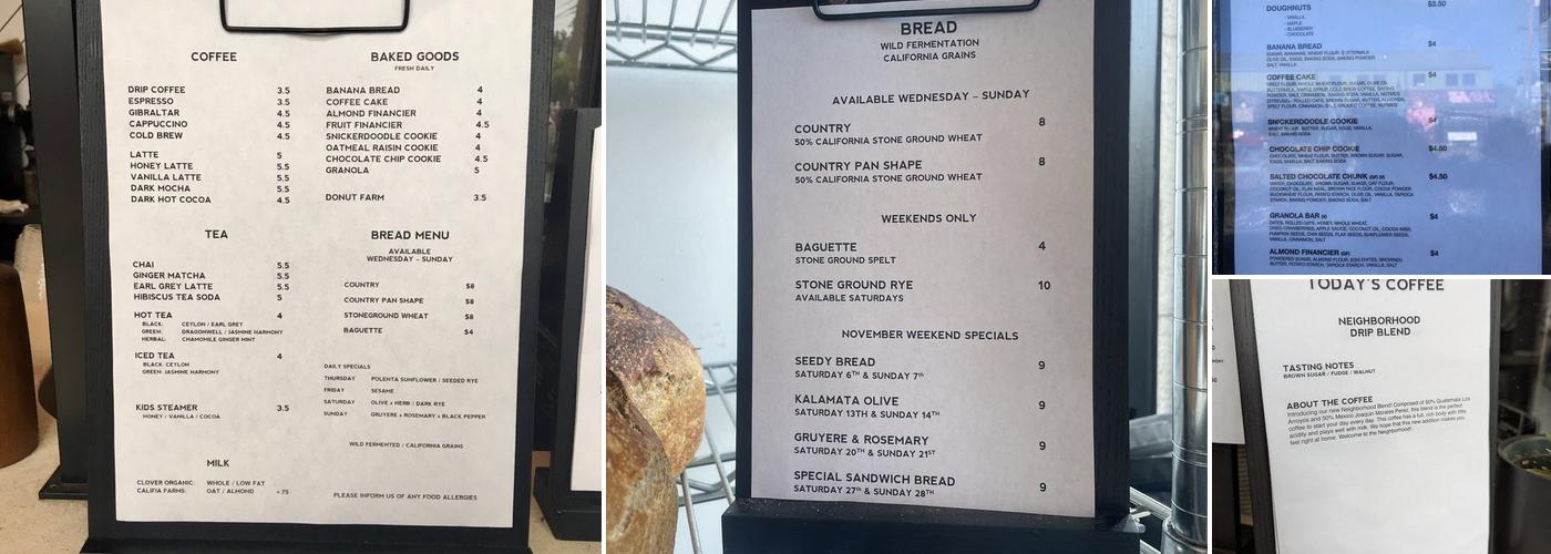 States Coffee Menu