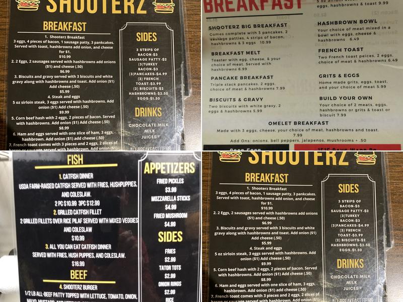 Shooterz Lounge & Restaurant Menu
