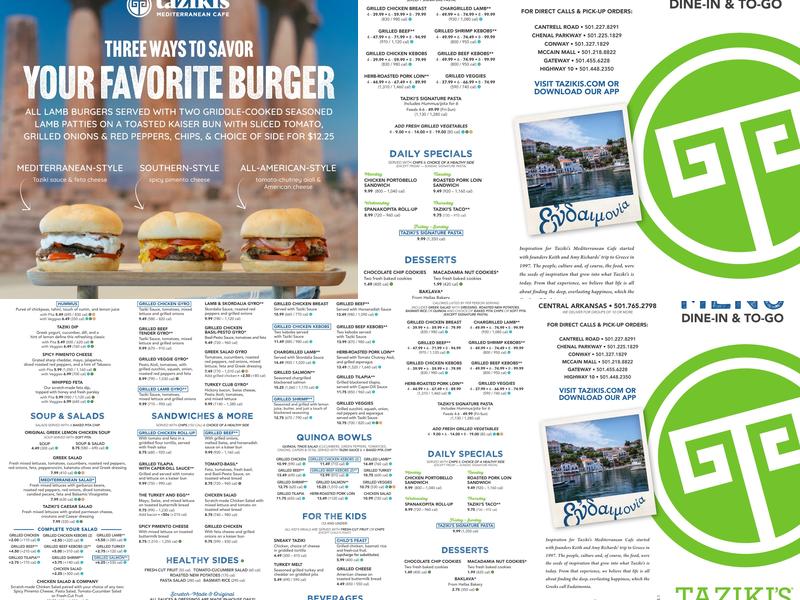 Taziki's Mediterranean Cafe Menu