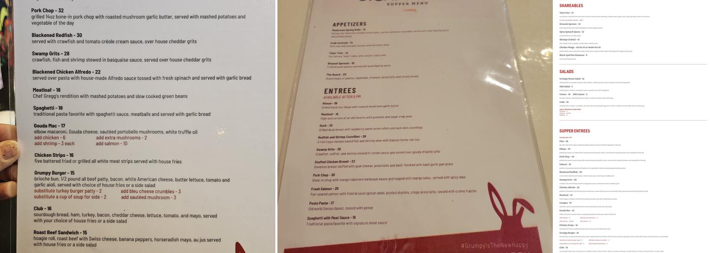 The Grumpy Rabbit Menu