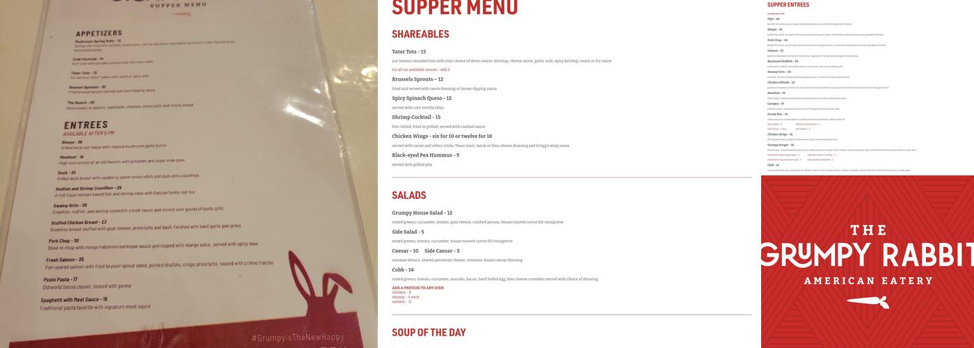The Grumpy Rabbit Menu