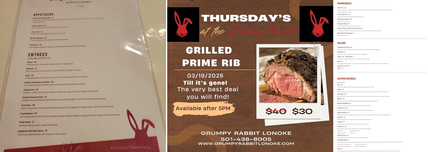 The Grumpy Rabbit Menu