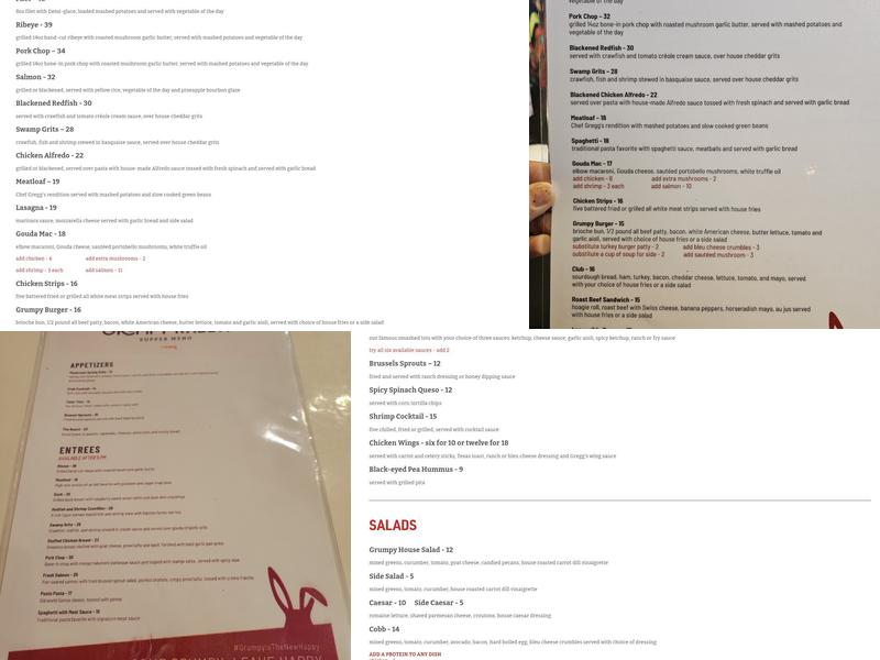 The Grumpy Rabbit Menu