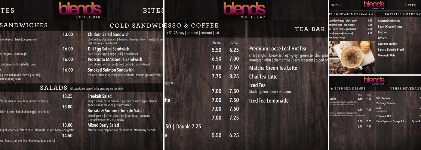 Blends Coffee Bar Menu